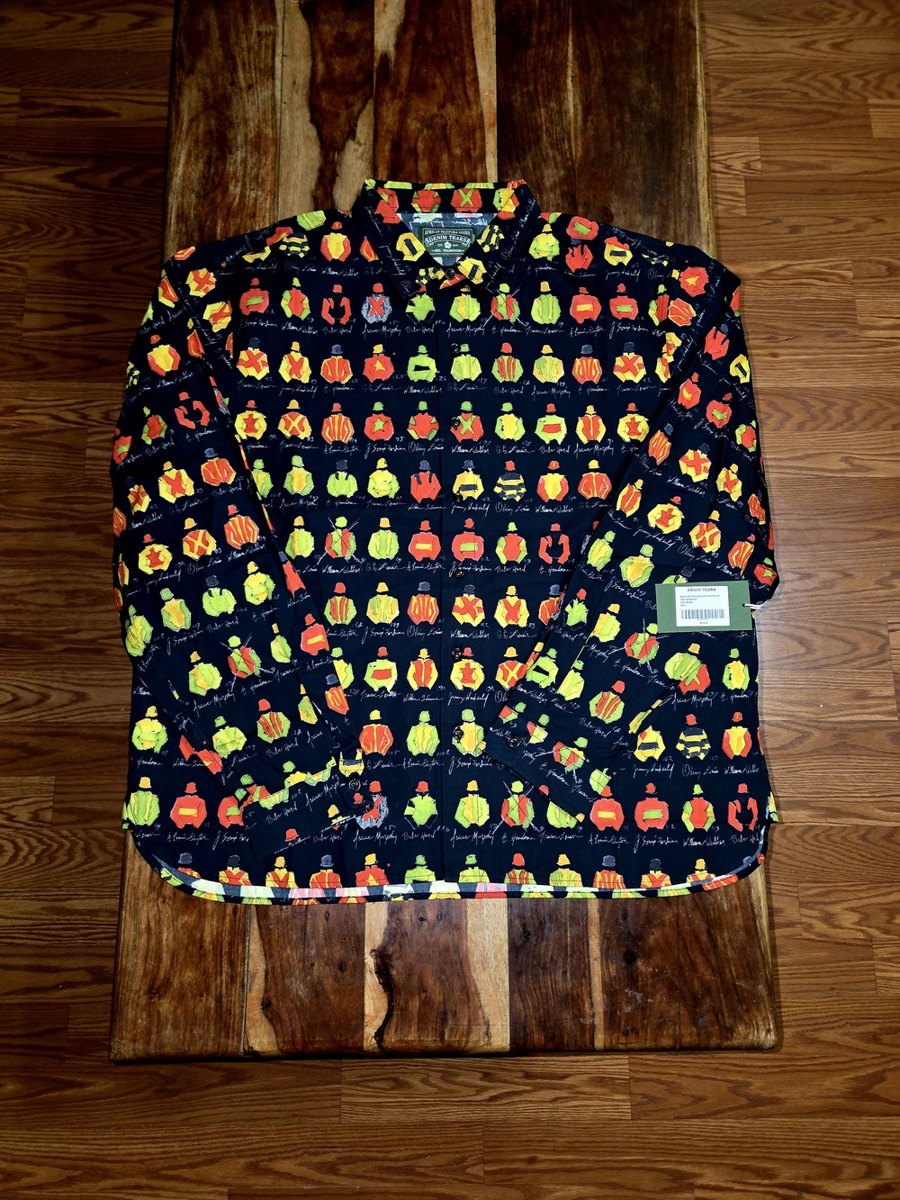 Denim Tears "Watercolor Jockey" Button Up - Black - Size Large